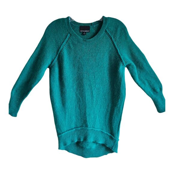 CYNTHIA ROWLEY Women's M Angora Sweater Green 3/4 Sleeve Soft Bust 36" - Picture 1 of 7